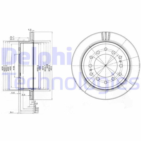 FREN DİSKİ (ÇİFTLİ PAKET). DELİKLİ ARKA TOYOTA LANDCRUISER 04/1996 > - DELPHI - OEM 4243160200