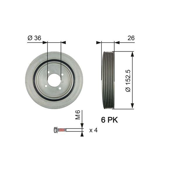 KRANK KASNAĞI PARTNER-EXP-BERLINGO-SCUDO-P206-P306-XSARA-SCUDO 1.9D DW8 KLİMASIZ (6 KANAL) - GATES - OEM 0515.L7