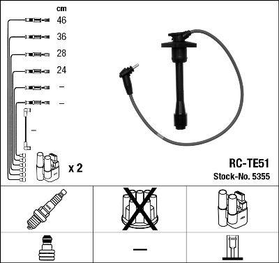 BUJI KABLOSU TK COROLLA 1.3I 16V EE111 97-00 (RC-TE51) - NGK - OEM 9091922395