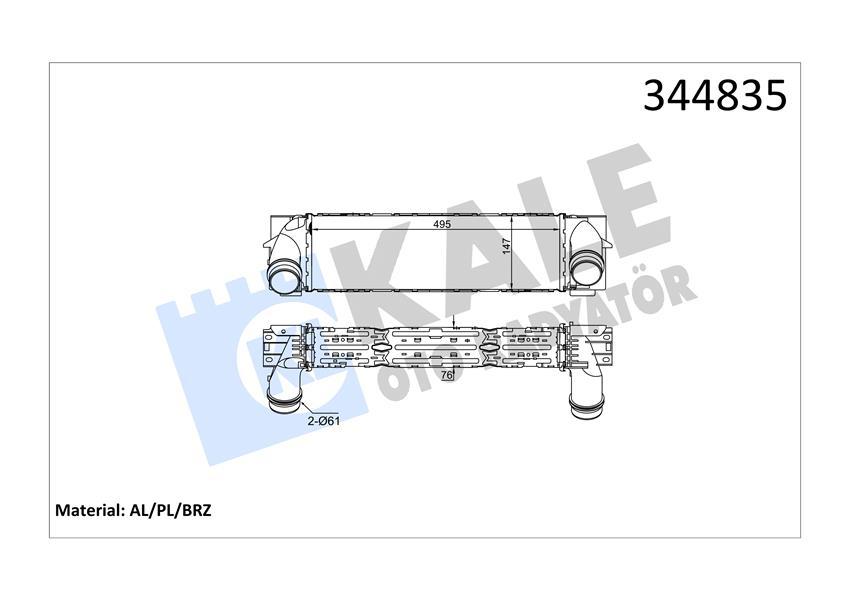 INTERCOOLER X3 X4 AL PL BRZ — KALE 344835 - KALE - OEM 17517823570