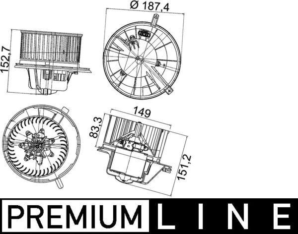KALORIFER MOTORU VW-SKODA-SEAT-AUDİ-GOLF5-GOLF6-PASSAT-CADDY-OCTAVİA-SUPERB-LEON-A3 04-13 - MAHLE - OEM 1K1819015C-1K1819015E-1K1819015A
