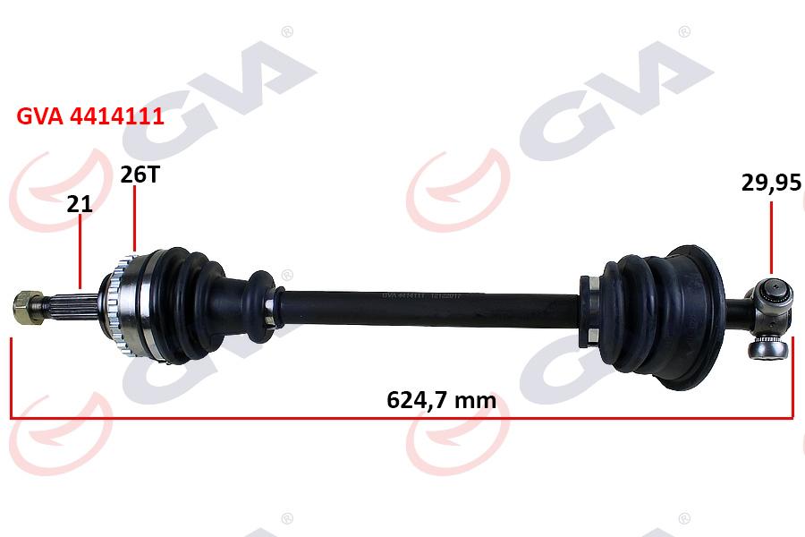 KOMPLE AKS SOL CLIO II 1.4i 16V (98-05) ABS`Lİ (26DİŞ) (625mm) - GVA - OEM 7700110484