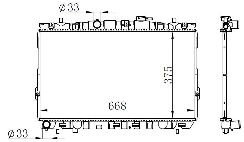 RADYATÖR BRAZİNG ELANTRA 00> (AC+KLİMASIZ+MEK) (380x658x16) - ORIS - OEM 253102D100