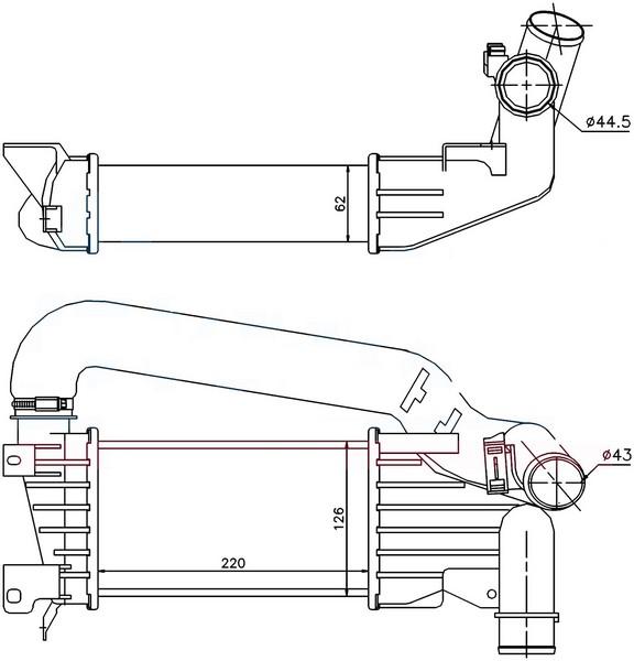 INTERCOOLER BRAZİNG INTERCOOLER A/M(220X126X62)ASTRA H 1.7 CDTİ 2004+ 96592 - ORIS - OEM 6302058