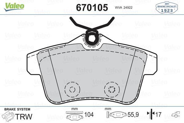 ARKA FREN BALATASI PEUGEOT P3008 09>16 P5008 09>17 P508 10>18 P308 GTI-RZC 10>14 CITROEN C4 09>16 DS4-DS5 11>15 - VALEO - OEM 1608681680