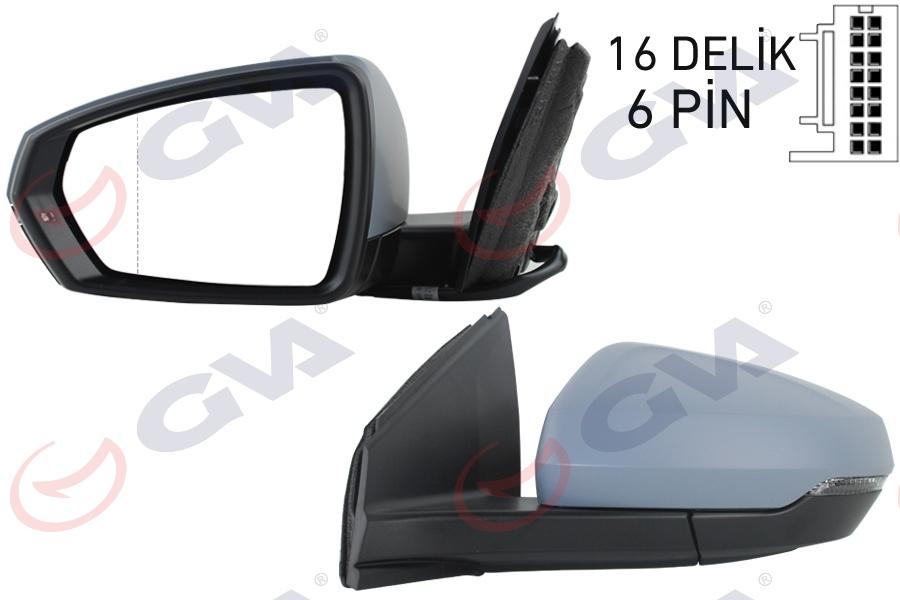 DIŞ DİKİZ AYNASI SOL VW POLO (17-) ELEKTRİKLİ+ISITMALI+SİNYALLİ+ASTARLI+ASFERİK VM-6390EHPAL - GVA - OEM 2G1857507E