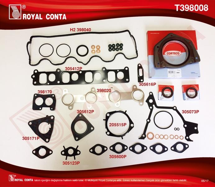 TAM TAKIM CONTA (CORTECO KECELI REINZ SUBAP LASTIKLI SKCSIZ) FIAT DOBLO PUNTO STRADA 19 JTD - ROYALCONTA - OEM 71718129