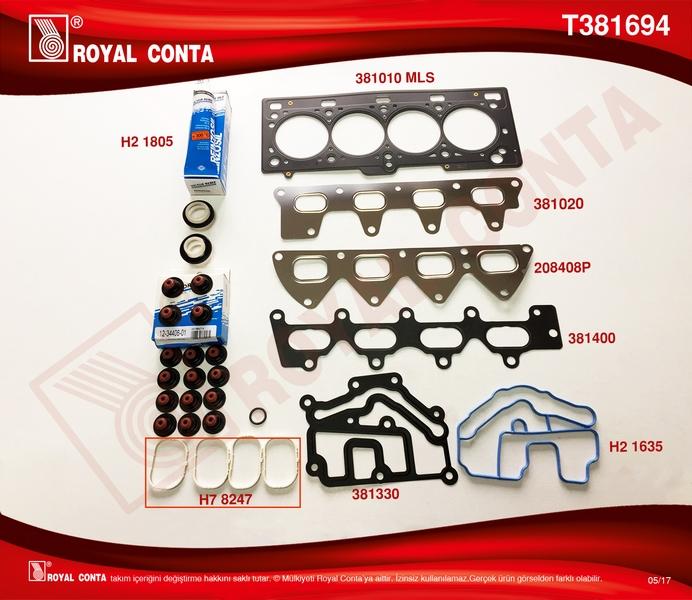 UST TAKIM CONTA (REINZ KECELI SUBAP LASTIKLI) RENAULT LAGUNA MEGANE CLIO 16 16V K4M (110-113 HP) - ROYALCONTA - OEM 7701474372
