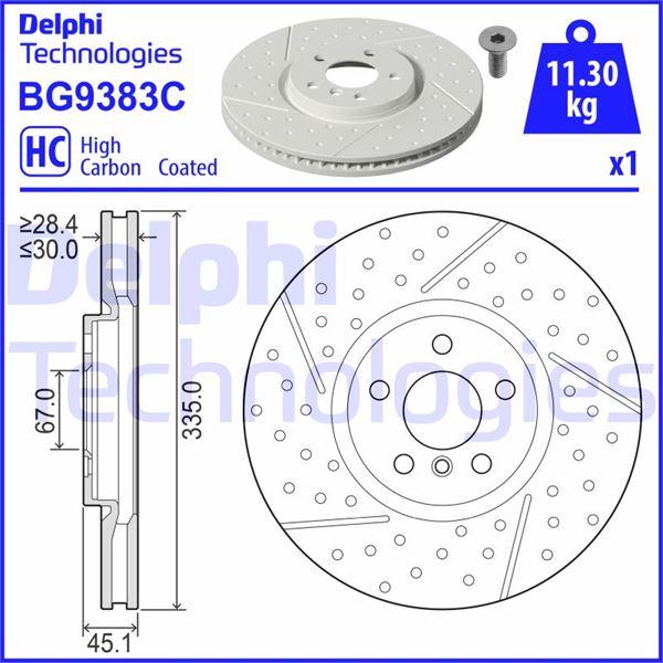 FREN DİSKİ (TEKLİ PAKET) - BOYALI. DELİKLİ ÖN MINI MİNİ 09/2013> - DELPHI - OEM 34106864133