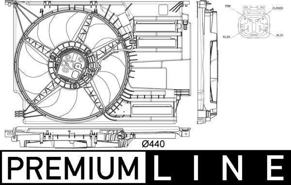FAN DAVLUMBAZLI BMW B37 B42 B47 B48 F45 F46 F48 F39 MINI F55 F56 F57 F60 PREMIUM LINE 12 V 300 W - MAHLE - OEM 17427617608