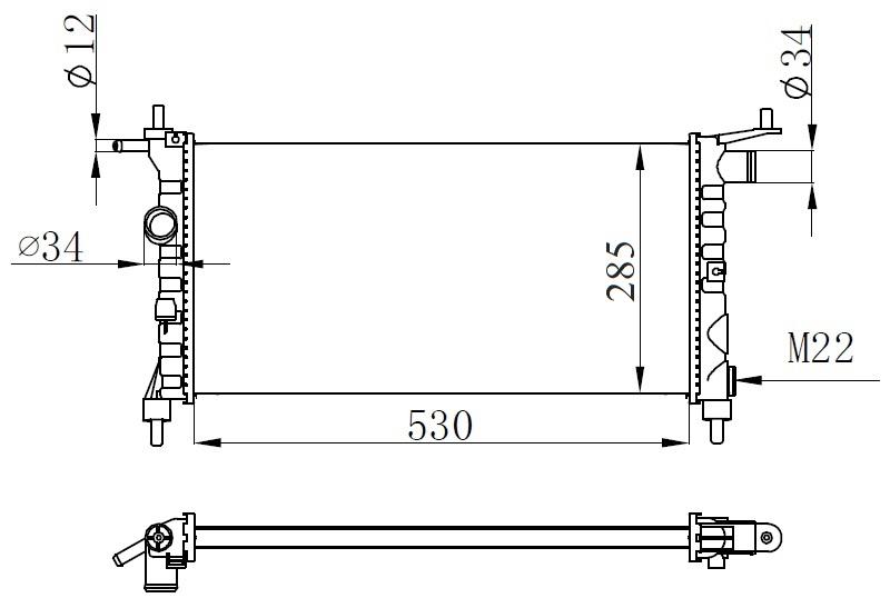 RADYATÖR CORSA B-TIGRA-COMBO 1.2-1.4-1.4 16V (KLİMASIZ+MEK)(530x285x34) - ORIS - OEM 1300149