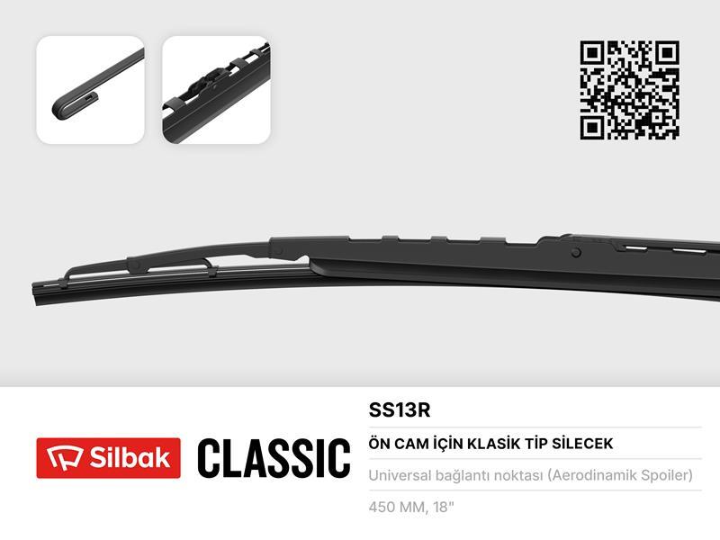 SİLECEK SÜPÜRGESİ 450MM RÜZGARLIKLI ÜNİVERSAL TİP (FORD TAUNUS-BMW-MİTSUBİSHİ) - SILBAK