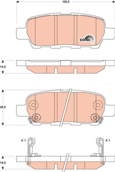 FREN BALATASI ARKA 105 mm NISSAN X-TRAIL QASHQAI MAXIMA VII MURANO II SUZUKI LANDY INFINITI FX M35 M45-EX RENAULT KOLEOS I - TRW - OEM 440608H385