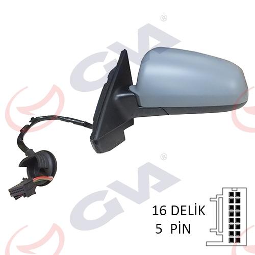 DIŞ DİKİZ AYNASI SOL A3 03> ELEKTRİKLİ+ISITMALI+5 KAPILI+ASTARLI+ASFERİKLI 5 FİŞ VM-010EHAL - GVA - OEM 8P1858531D01C