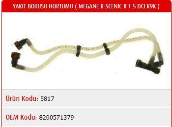 YAKIT BORUSU HORTUMU MEGANE II-SCENIC II 1.5 DCI K9K - MASTER - OEM 8200571379