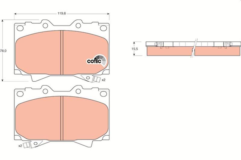 FREN BALATASI ON 120 mm TOYOTA LAND CRUISER 4.7 4.2 98- - TRW - OEM 04465-60160