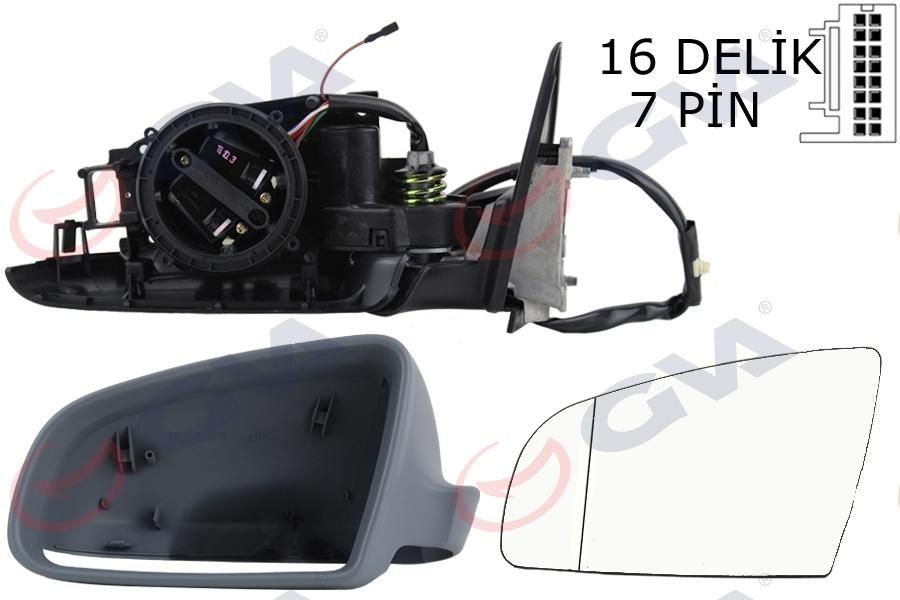 DIŞ DİKİZ AYNASI SOL A3 03> ELEKTRİKLİ+ISITMALI+5 KAPILI+KATLANIR+ASTARLI+ASFERİK 7 FİŞ VM-010EBAL - GVA - OEM 8P1858531H01C