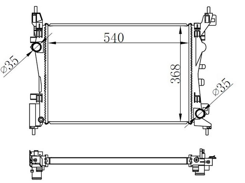 RADYATOR GRANDE PUNTO 1.2 1.4 1.4 16V 05>(AC+KLIMALI+MEK+OTOM) (540x378x23) - ORIS - OEM 55700447