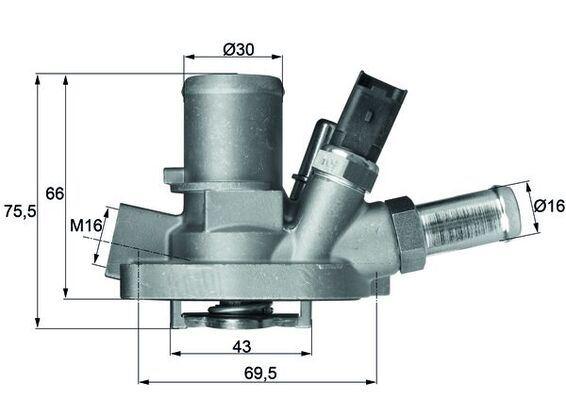 TERMOSTAT (KOMPLE) LINEA-BRAVO II-GRANDE PUNTO 1.4 T-jet 07=> (G1019.80) - MAHLE - OEM 55208964