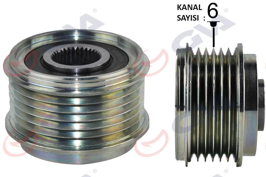 ALTERNATÖR KASNAĞI RENAULT CLIO IV 12> CAPTUR I 13> CLIO V 19> FLUENCE 09>12 KANGOO II 08> MEGANE II-III-IV TALISMAN 15>KADJAR 15>DACIA DUSTER 10>DOKKER 12>NISSAN JUKE 10> 1.5dCi (6 KANAL) - GVA - OEM 7711368727