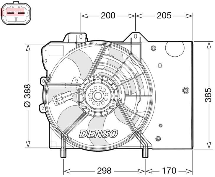 FAN MOTORU KOMPLE P2008-P207-P208-P301-C-ELYSEE-C2-C3-CROSSLAND 1.2-1.4-1.6 - DENSO - OEM 9801666680