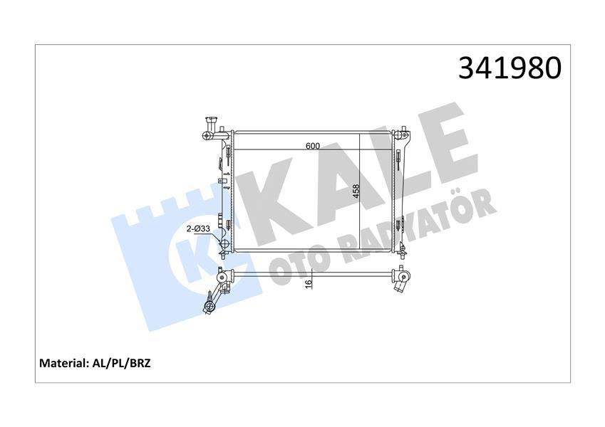 RADYATOR I30 ELANTRA CEED 1.4 1.6 2.0 (MT) AL PL BRZ - KALE - OEM 253101H000
