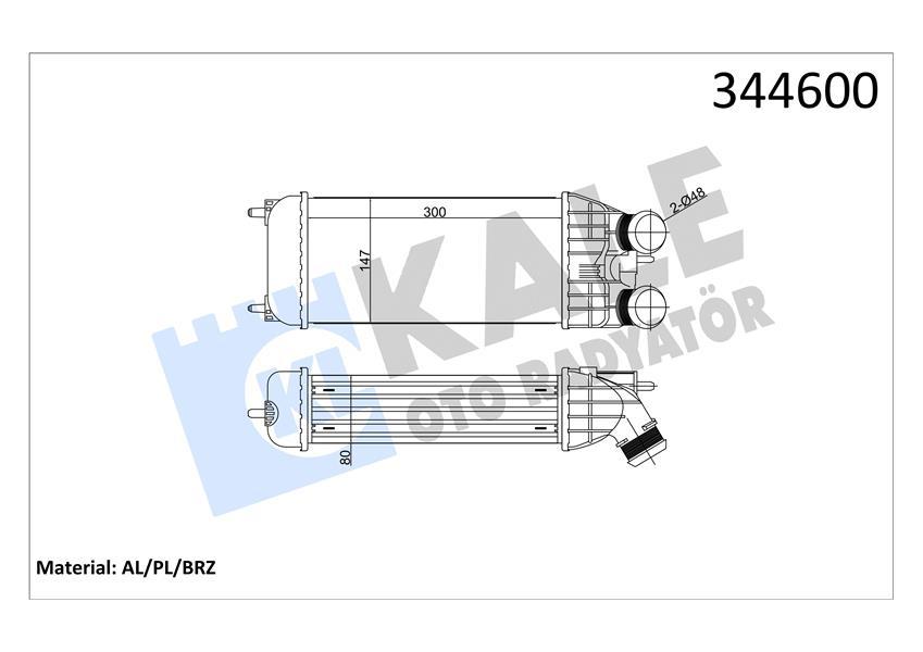 TURBO RADYATORU (INTERCOOLER) PEUGEOT 207-207 CC (300X147X76) (AL/PL/BRZ) - KALE RADYATOR - OEM 9803900780
