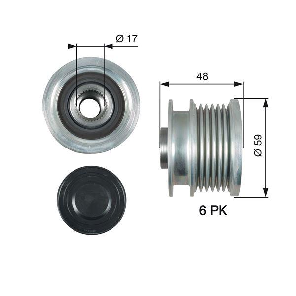 ALTERNATÖR KASNAĞI (RULMANLI) ASTRA J-INSIGNIA-ZAFIRA TOURER C 2.0 CDTI (6 KANAL) - GATES - OEM 1204291