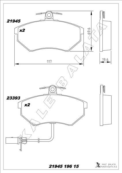 FREN BALATASI ON ( FISLI ) PASSAT A4 A5 (GDB1366) - KALE BALATA - OEM 8E0698151B