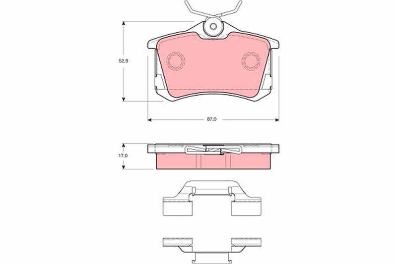 ARKA BALATA FLUENCE-MEGANE II-III-P207-P308-P307-PARTNER-BERLINGO-C2-C3-C4-CROSSLAND- BORA-PASSAT 97>GOLF IV-V-POLO (87x52,9x17) - TRW - OEM 1J0698451P