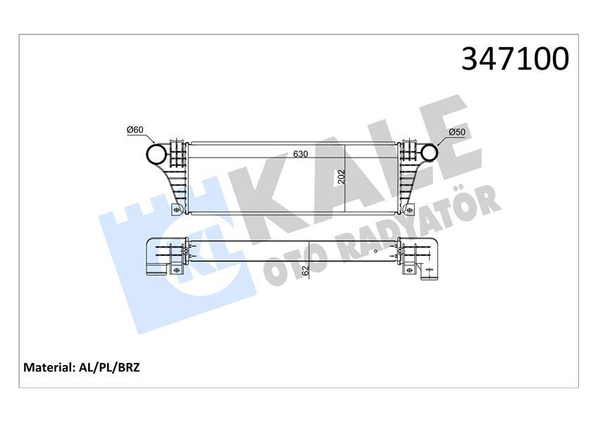 TURBO RADYATÖRÜ (INTERCOOLER) IVECO DAILY II (AL-PL-BRZ) (630X202X65) - KALE - OEM 93822907