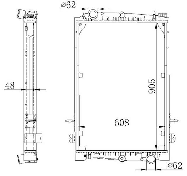 RADYATOR TRUCK BRAZİNG MT(905X608X48)F85 92-98 61427A - ORIS - OEM 1628621