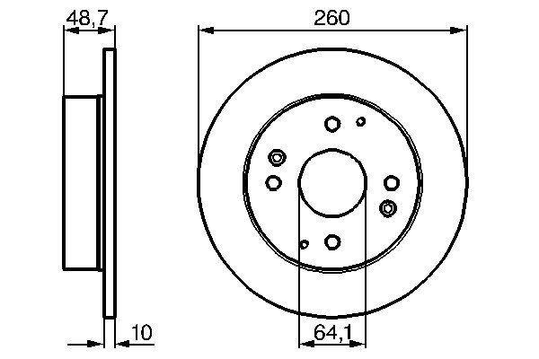 ARKA FREN DİSKİ (DOLU TİP) HONDA ACCORD EURO 2.0L F20Z1 (CC7 CE8 kasa) 95-98 / ROVER 600 618 96-99 620İ Sİ Tİ 93-99 623Sİ 93-99 (260 çap x 4 bijon) - Adet disk fiyatıdır - BOSCH - OEM 42510SN7000