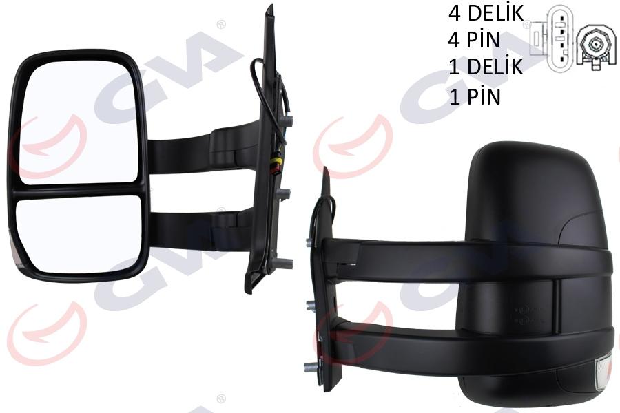 DIŞ DİKİZ AYNASI SOL DAILY 06> MEKANİK+UZUN KOL+SİNYALLİ+KONVEKS 2 FİŞ VM-6951L - GVA