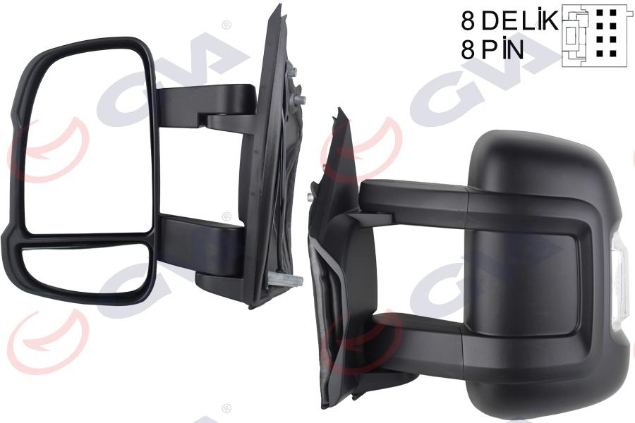 DIŞ DİKİZ AYNASI SOL DUCATO-BOXER-JUMPER 06> ELEKTRİKLİ+ISITMALI+SİNYALLİ+ORTA UZUN KOL+ KONVEKS 8 FİŞ VM-6202EHL - GVA - OEM 8153.X5