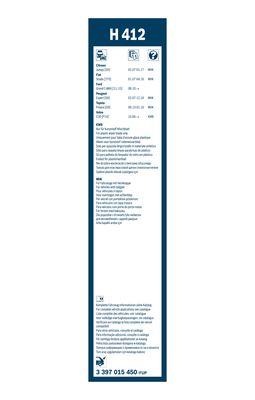 ARKA CAM SİLECEK SÜPÜRGESİ (400mm) COMBO E-ZAFIRA LIFE-C3-BERLINGO-PARTNER-EXPERT-P208-P307 - BOSCH - OEM 6426.WA