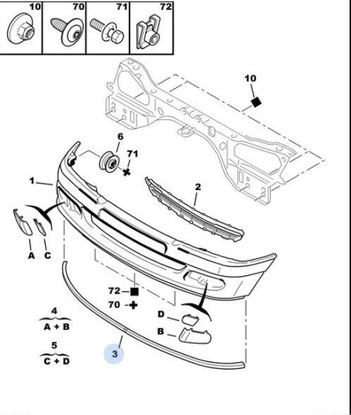 ÖN TAMPON ALT ÇITASI (KARLIĞI) PEUGEOT P306 - PSA - OEM 7414.K9