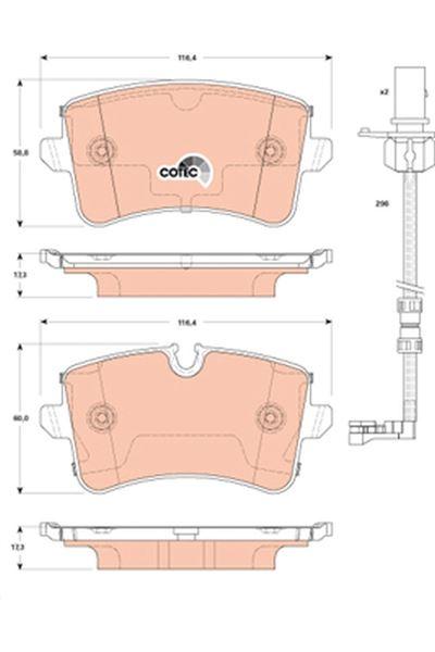FREN BALATASI ARKA 116 mm AUDI A8 10- - TRW - OEM 4H0698451C