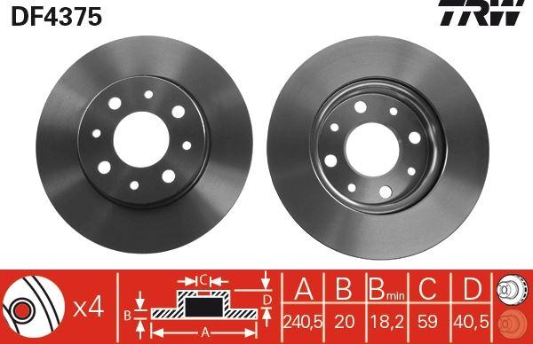 ON FREN DISKI FIAT 500 08> 500C 09> PANDA 12> FORD KA 1.3 TDCİ 09> 0.9-1.2-1.4-1.3DMTJ (240.5) - TRW - OEM 46788929