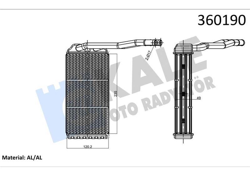 KALORIFER RADYATORU 204D3 M47 D20 18 K4F 25 K4F FREELANDER 1 L314 98>06 - KALE - OEM JEF000050