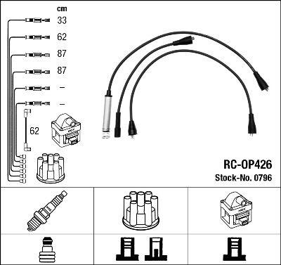 BUJİ + BOBİN KABLOSU TAKIMI (SET) OPEL VECTRA A-ASCONA C-KADETT E 1.8-2.0 8V SV-NE - NGK - OEM 1612642