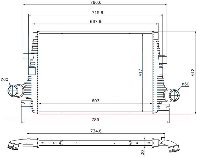 INTERCOOLER BRAZİNG INTERCOOLER A/M(603X417X30)159 05+/SPİDER 06+ 96644 - ORIS - OEM 60692222