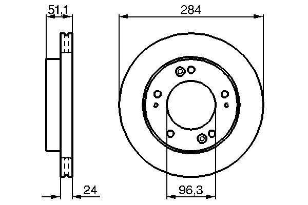 FREN DİSKİ. ÖN. [284 /24-22.4 MM]. HAVA KANALLI (0986479127) - BOSCH