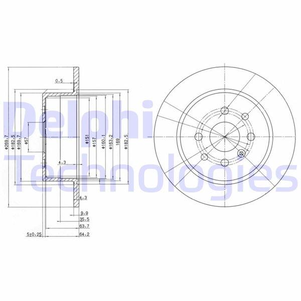 FREN DISKI ARKA (4D 270MM) VECTRA B 95- - DELPHI - OEM 93182288