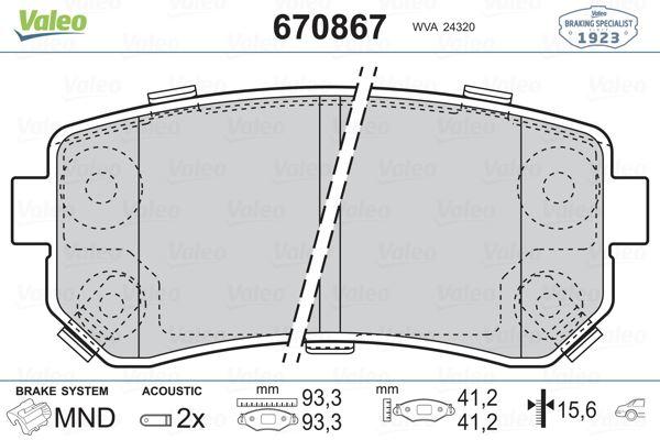FREN BALATASI ARKA (93 MM) HYUNDAI ACCENT III (MC) I30 IX20 IX35 05 - KIA CEED 05-10 - VALEO - OEM 583021GA00