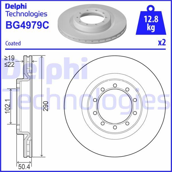 FREN DİSKİ (ÇİFTLİ PAKET) - BOYALI. DELİKLİ ÖN RENAULT MASCOTT 01/1999-12/2010 - DELPHI - OEM 5010260604