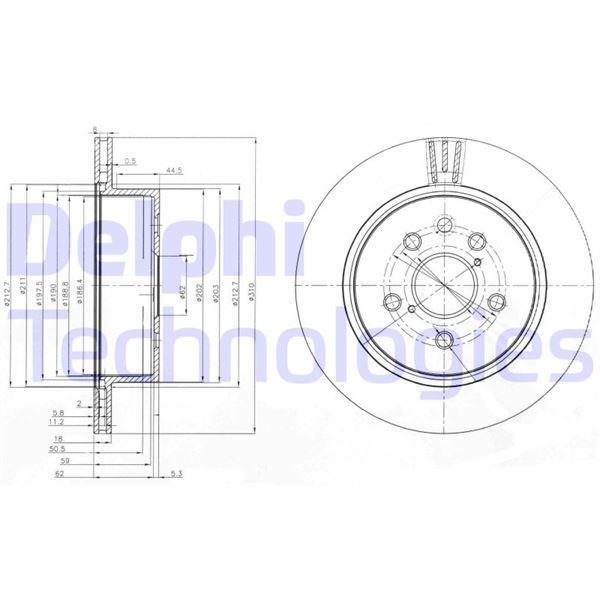 FREN DİSKİ (ÇİFTLİ PAKET). DELİKLİ ARKA LEXUS GS300. GS430. GS450H. IS200D. IS220D. IS250 01/2005 > - DELPHI - OEM 4243130290
