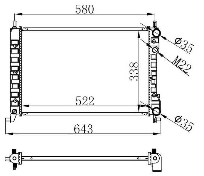 RADYATOR PALIO ALBEA STRADA 96>1.2 1.4 1.6 16V (KLIMASIZ+MEK) (522x359x23) — ORIS MFI067023 - ORIS - OEM 46417059