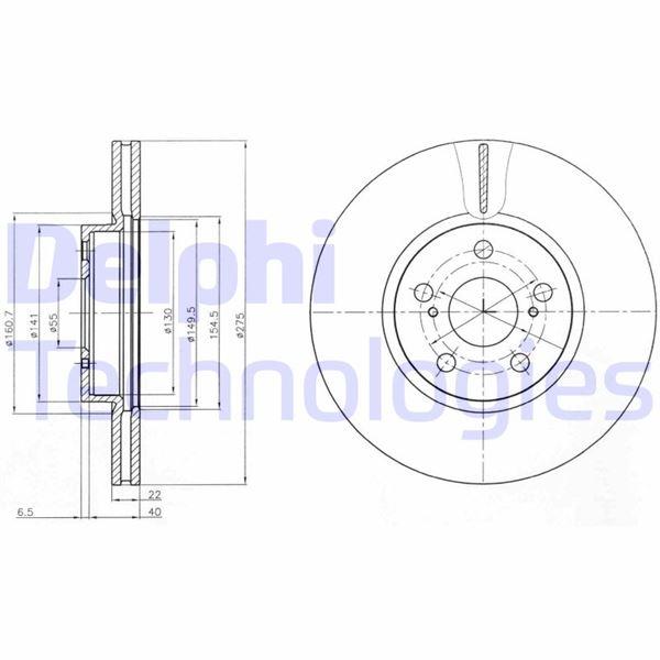 FREN DİSKİ (ÇİFTLİ PAKET). DELİKLİ ÖN TOYOTA URBAN CRUISER. VERSO-S 05/2009 > - DELPHI - OEM 4351212710