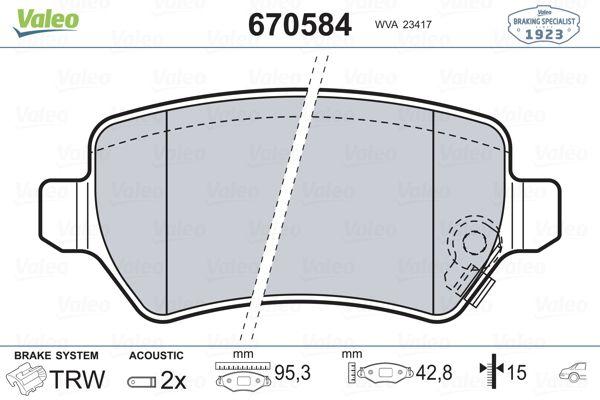 FREN DISK BALATASI ARKA ASTRA 09.00 - ASTRA CABRIO 06.01 - ASTRA COUPE 06.01 - 05.05 ASTRA VAN 12.00 - VALEO - OEM 93188727